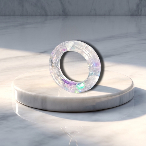 Earth Art hand crafted artisan Jewelry - Fluorite Resin Ring Size 8